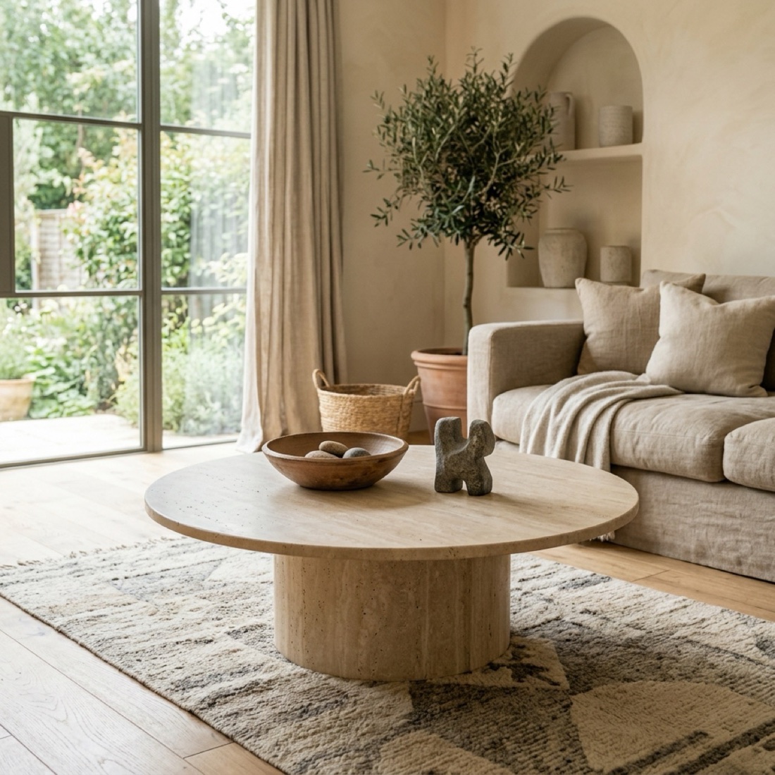 Travertine coffee table - After