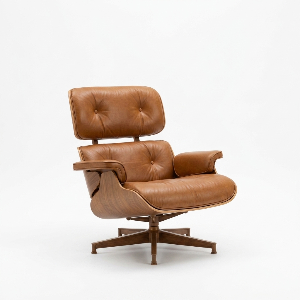 Caramel leather lounge chair