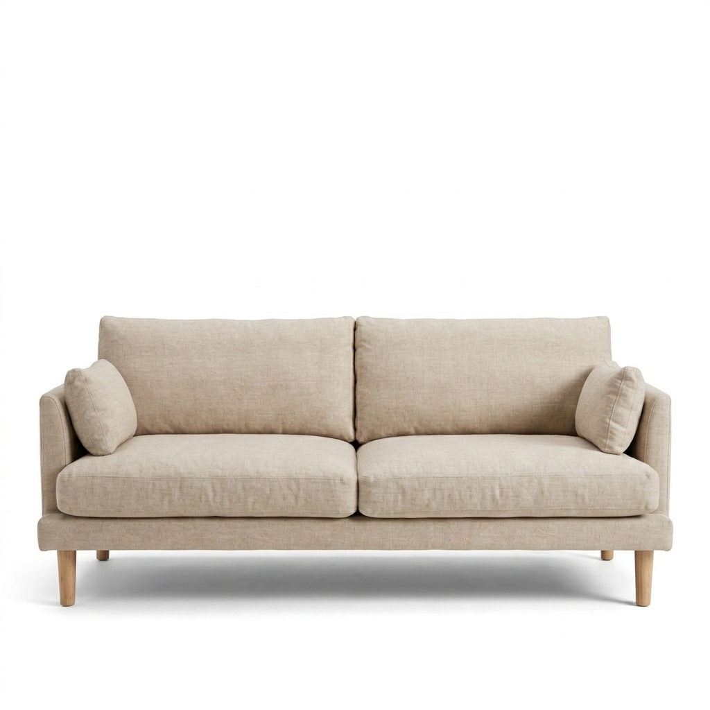 Beige linen sofa