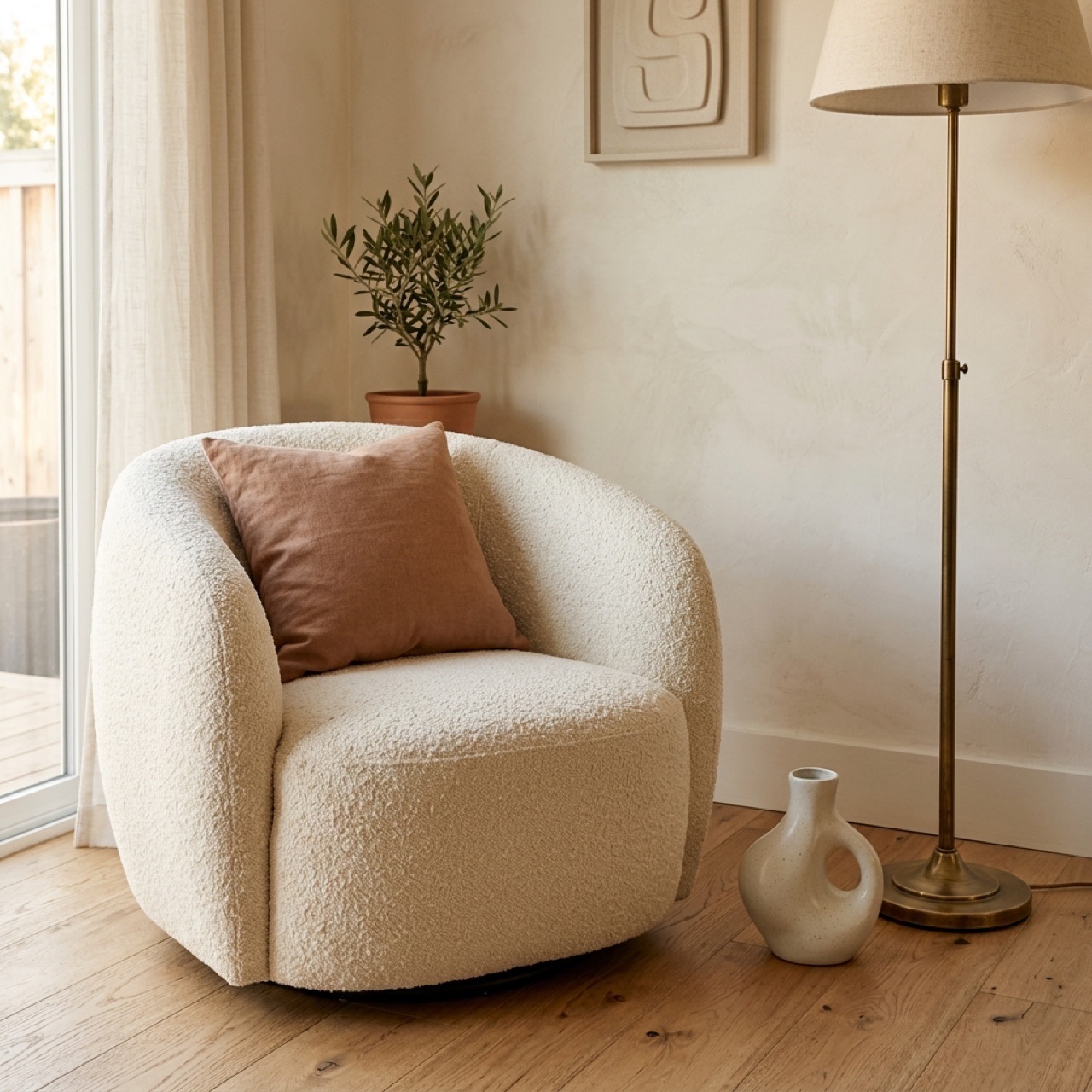 Sillón bouclé crema