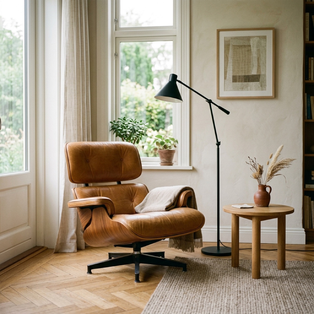Sillón de cuero caramelo